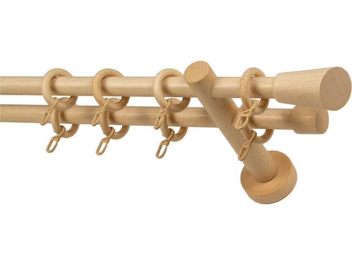 Gardinenstange GARESA CLASSICO MOLIS , beige (natur), L:480cm, Gardinenstangen, Gardinenstange, Vorhanggarnitur, verlängerbar, Wandmontage, Keil, mit Ringe und Haken