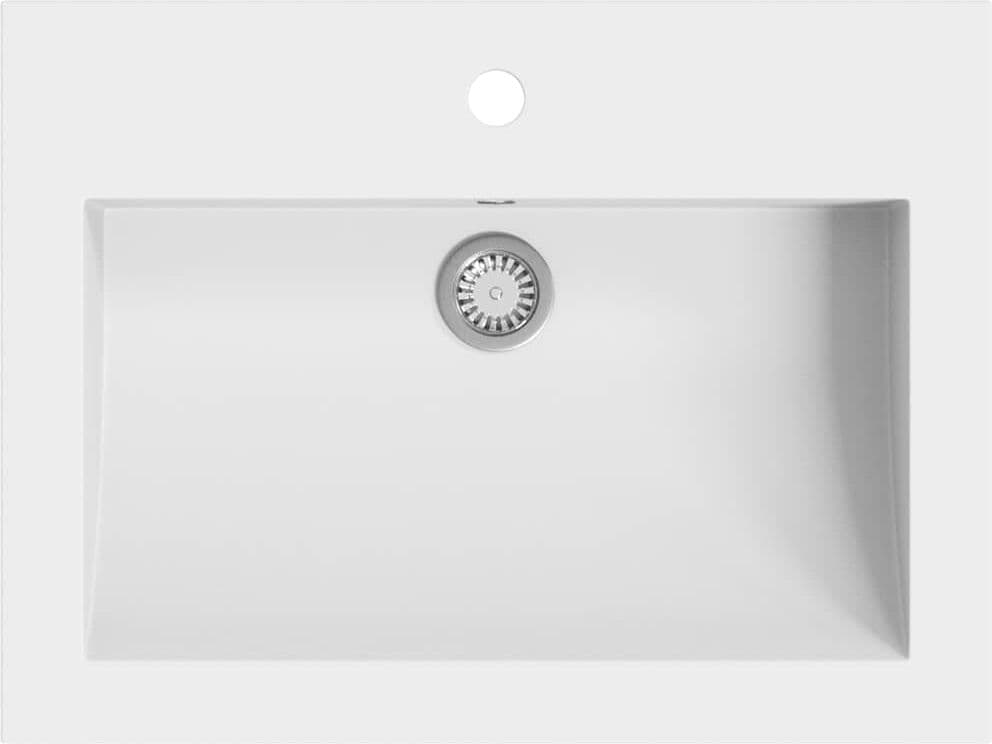 vidaXL Lavabo en granit 600 x 450 x 120 mm Blanc