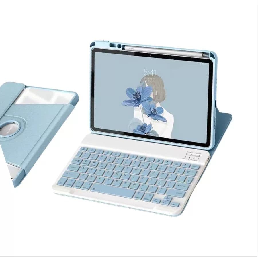INF 360° Drehbar Bluetooth Tastaturhülle mit Ständer Kompatibel mit iPad Air 4/Air 5/Pro 11 - Blau