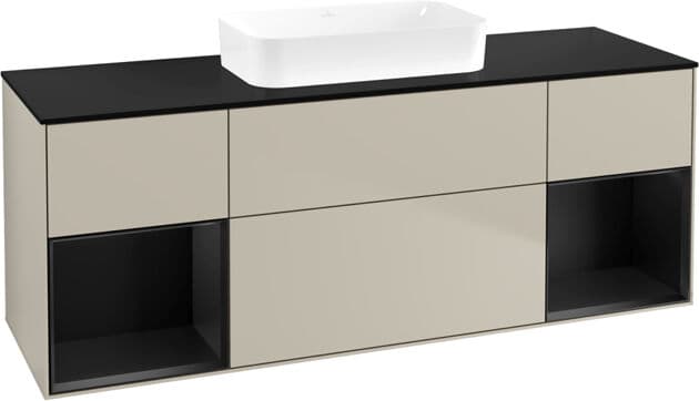 Villeroy und Boch Villeroy et Boch Finion F742PDHH 160x60,3x50,1cm, étagères laqué noir mat, Sand Matt Lacquer