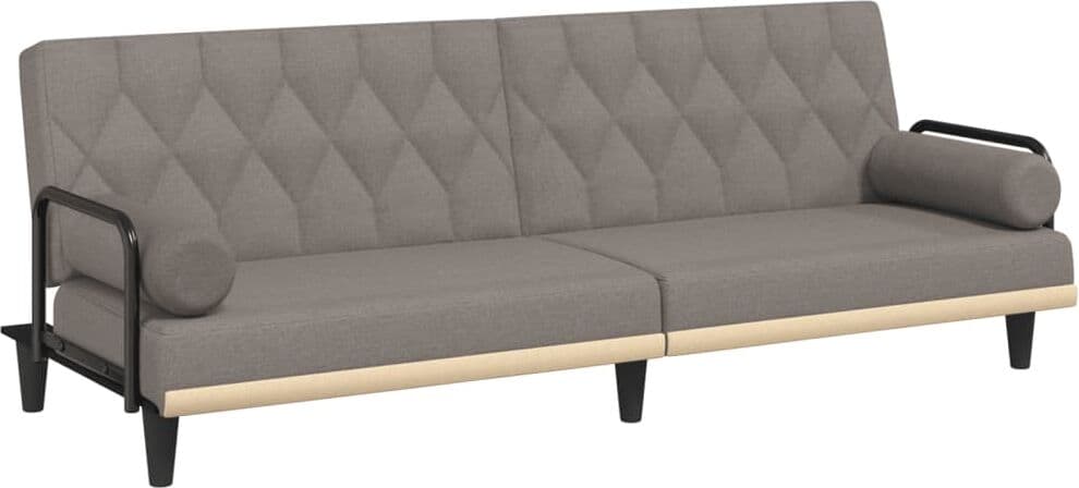 vidaXL Canapé-lit avec accoudoirs taupe tissu