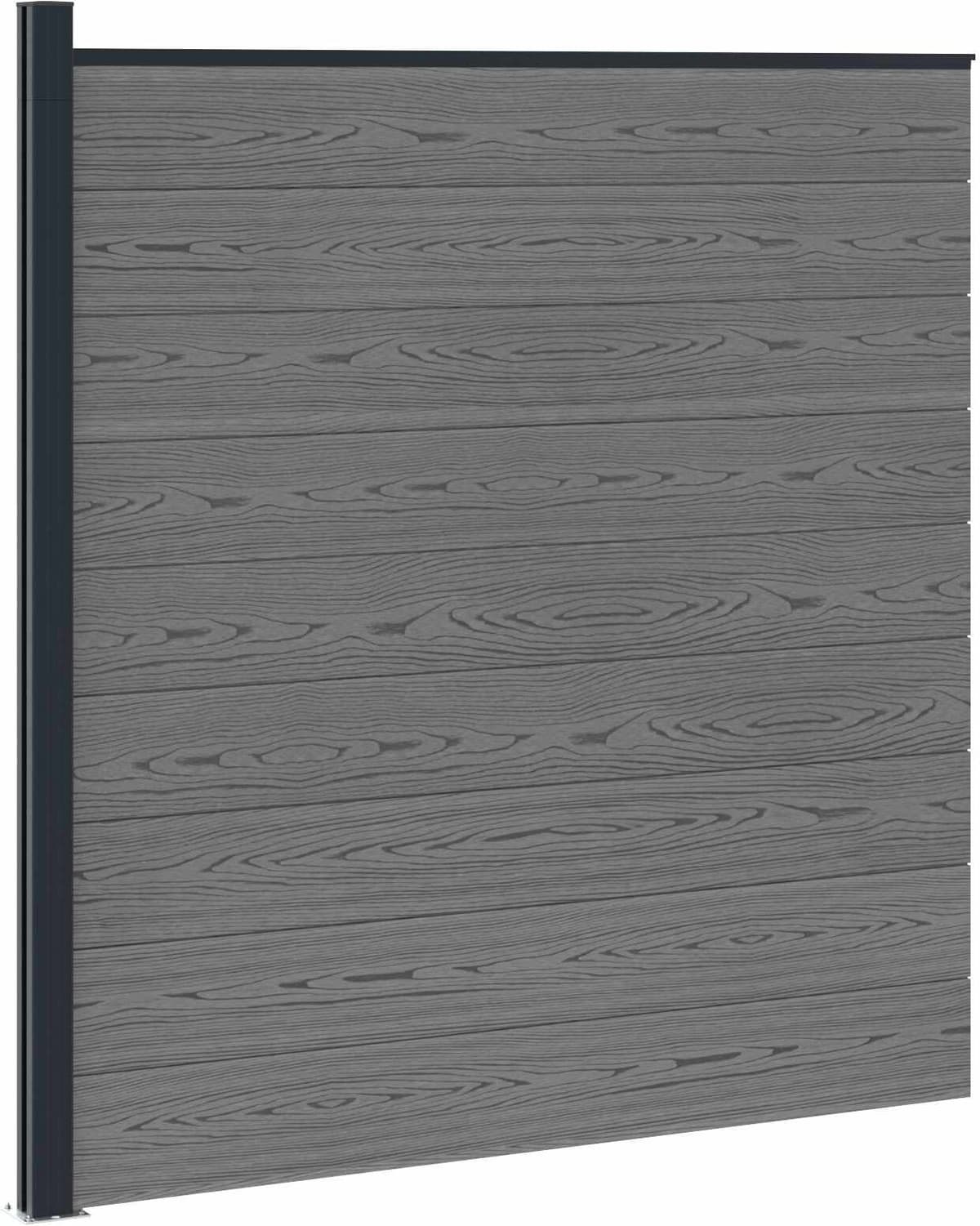 vidaXL Ensemble de Clôture 175 x 186 cm WPC et Aluminium Gris
