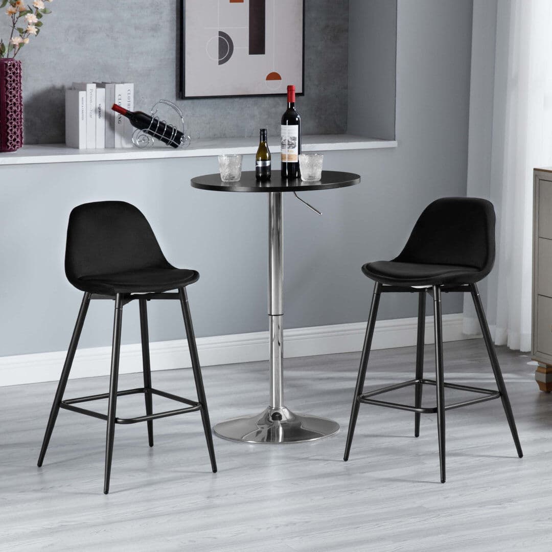 Brayden Studio Bar Stools, Breakfast Bar Stools, Kitchen Stools with Back, with Cushioned PP Seat and Metal Frame w Black Velvet 1