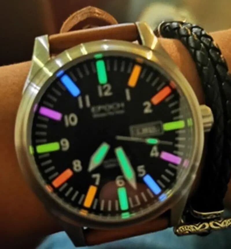 EPOCH Luminous Watch Rainbow Light Men Automatic Mechanical Japan TOP Movement 21Jewels Sapphire WR100M Swim Military Watch 43MM