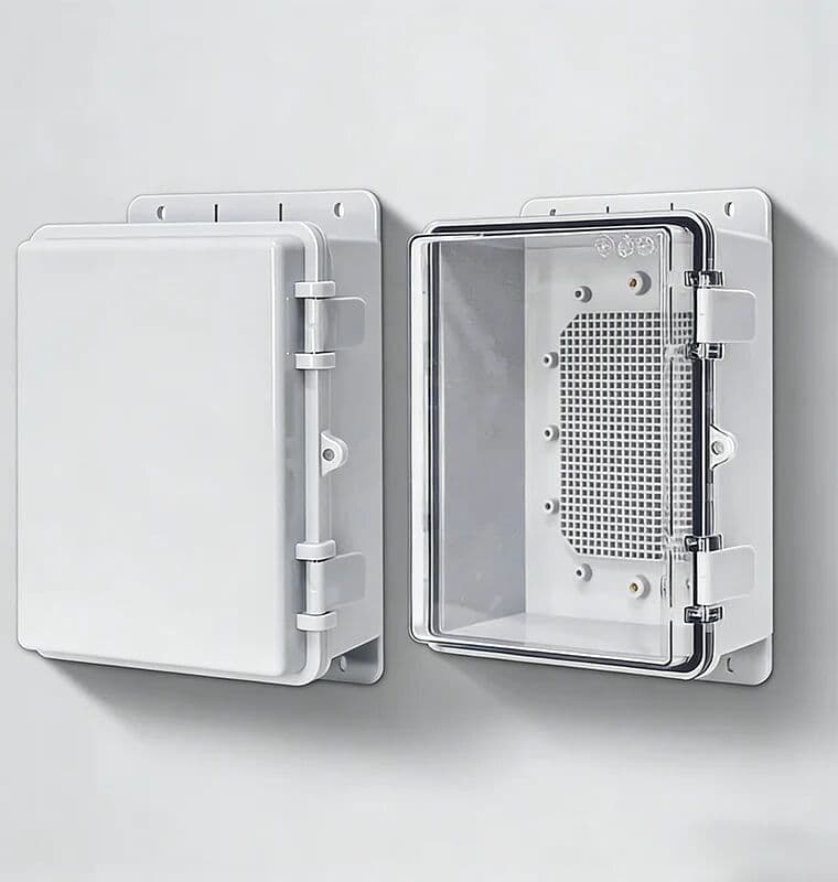 IP66 Waterproof Grey/Transparent Cover Housing Power Junction Box ABS Hinge Outdoor Electronic Distribution Box