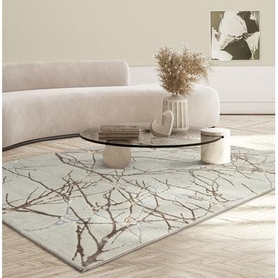Teppich THE CARPET "Mila", beige (creme), B:120cm H:8mm L:170cm, Polyester, Teppiche, Teppich, moderner Wohnzimmer Teppich elegant glänzender Flor