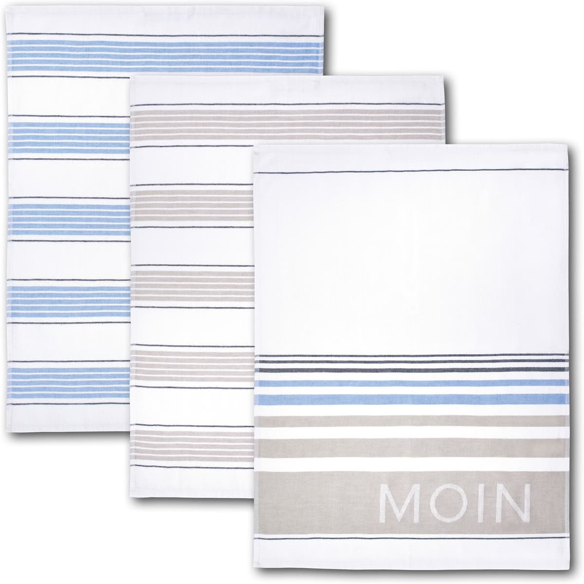 Geschirrtuch DYCKHOFF "Moin", beige (beige, blau), B:50cm L:70cm, 100% Baumwolle, Geschirrtücher, Geschirrtuch, 100% Baumwolle, saugfähig, 50 x 70 cm