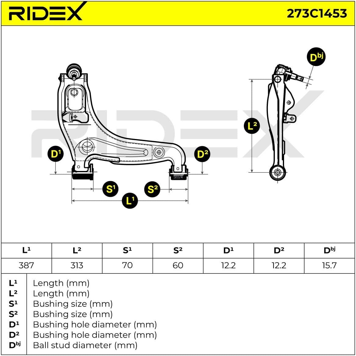 RIDEX 273C1453 Bærearm
