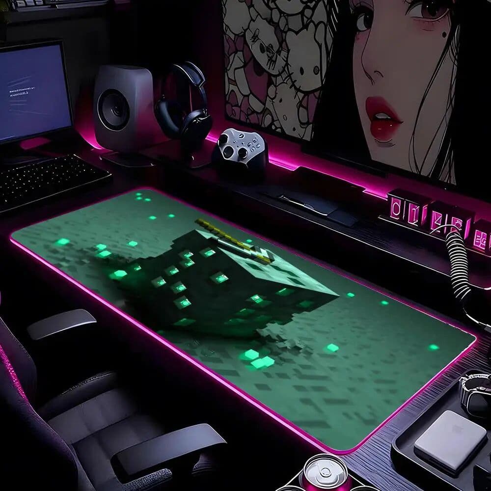 Potdemiel Pixel Block Cartoon Game Mouse Pad Mousepad HD Printing Computer Gamers Locking Edge Non-slip RGB Mouse Pad XXL90x40cm Keyboard