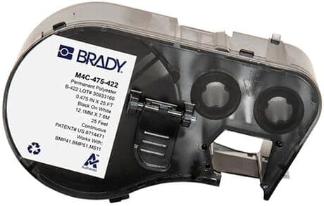 Brady M4C-475-422 etiquetas de poliéster preto sobre branco 12,07 mm x 7,62 m