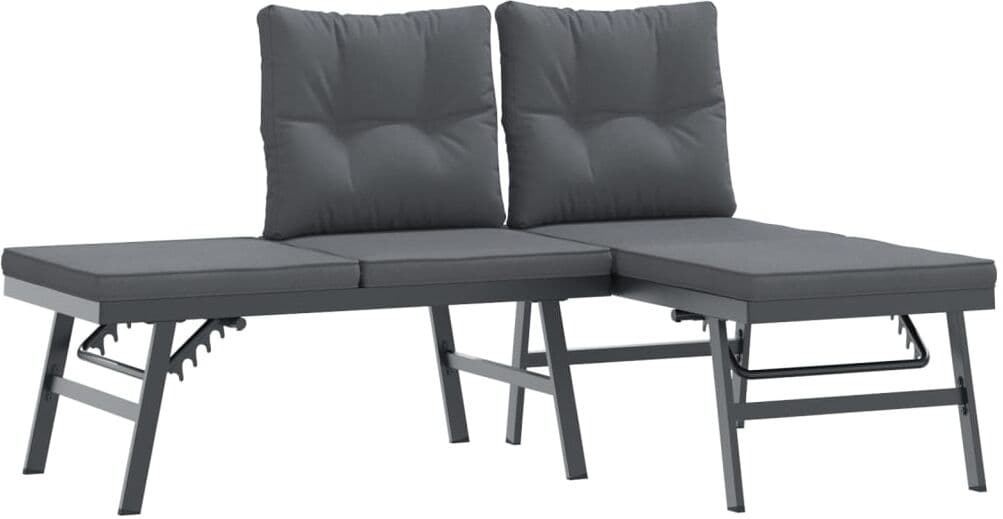 vidaXL Bancs de jardin avec coussins lot de 2 acier enduit de poudre
