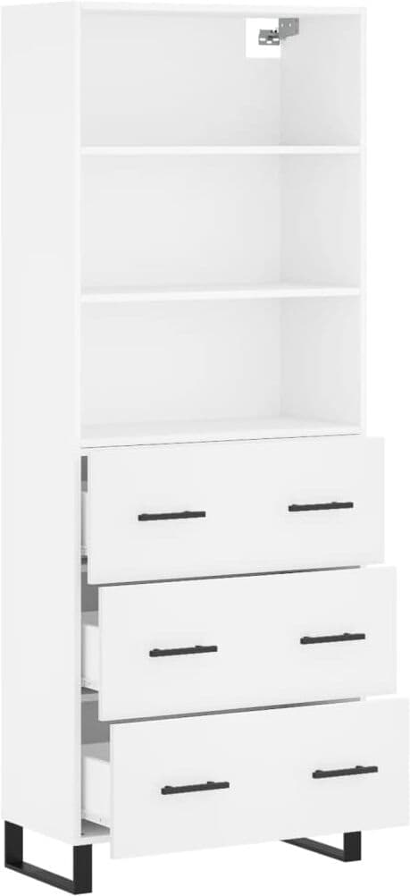vidaXL Buffet haut Blanc 69,5x34x180 cm Bois d'ingénierie