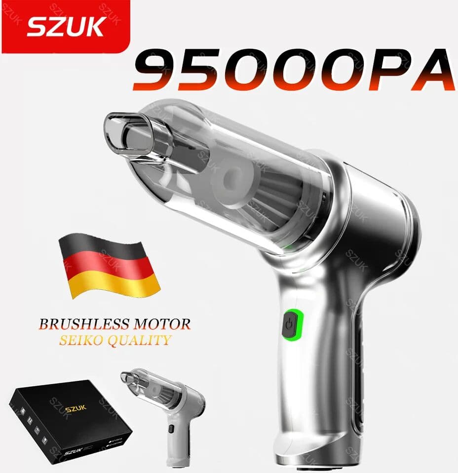 szuk Car Vacuum Cleaner 95000PA mini Wireless Cleaner Powerful Car Accessories Strong Suction Cleaning Machine for Home Appliance