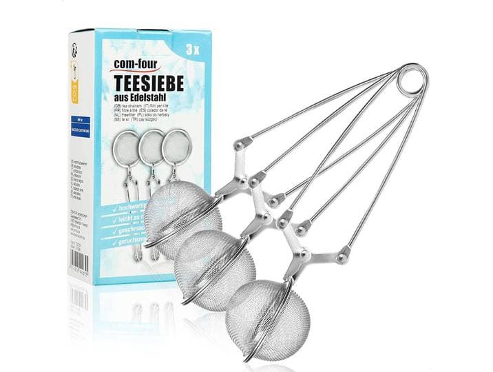 theetang van roestvrij staal 304 - bolvormige thee-ei - theezeefjes voor losse thee\, specerijen en kruiden - zeeftang (03 stuks - Ø 4\,5 cm)