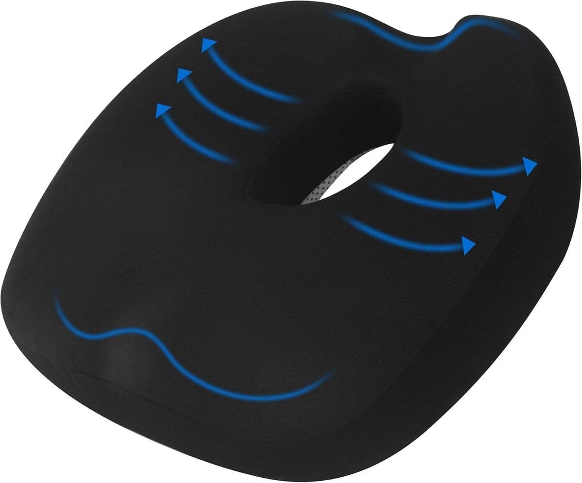 Ergonomisch zitkussen voor verlichting van rug- en zitdruk, ademend en antislip, ideaal voor kantoor, auto en rolstoelgebruik