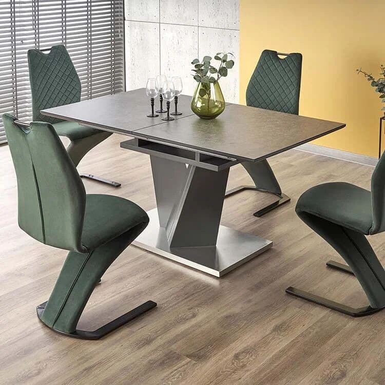 garneroarredamenti Tavolo in vetro allungabile moderno 160/200cm grigio scuro Curtis