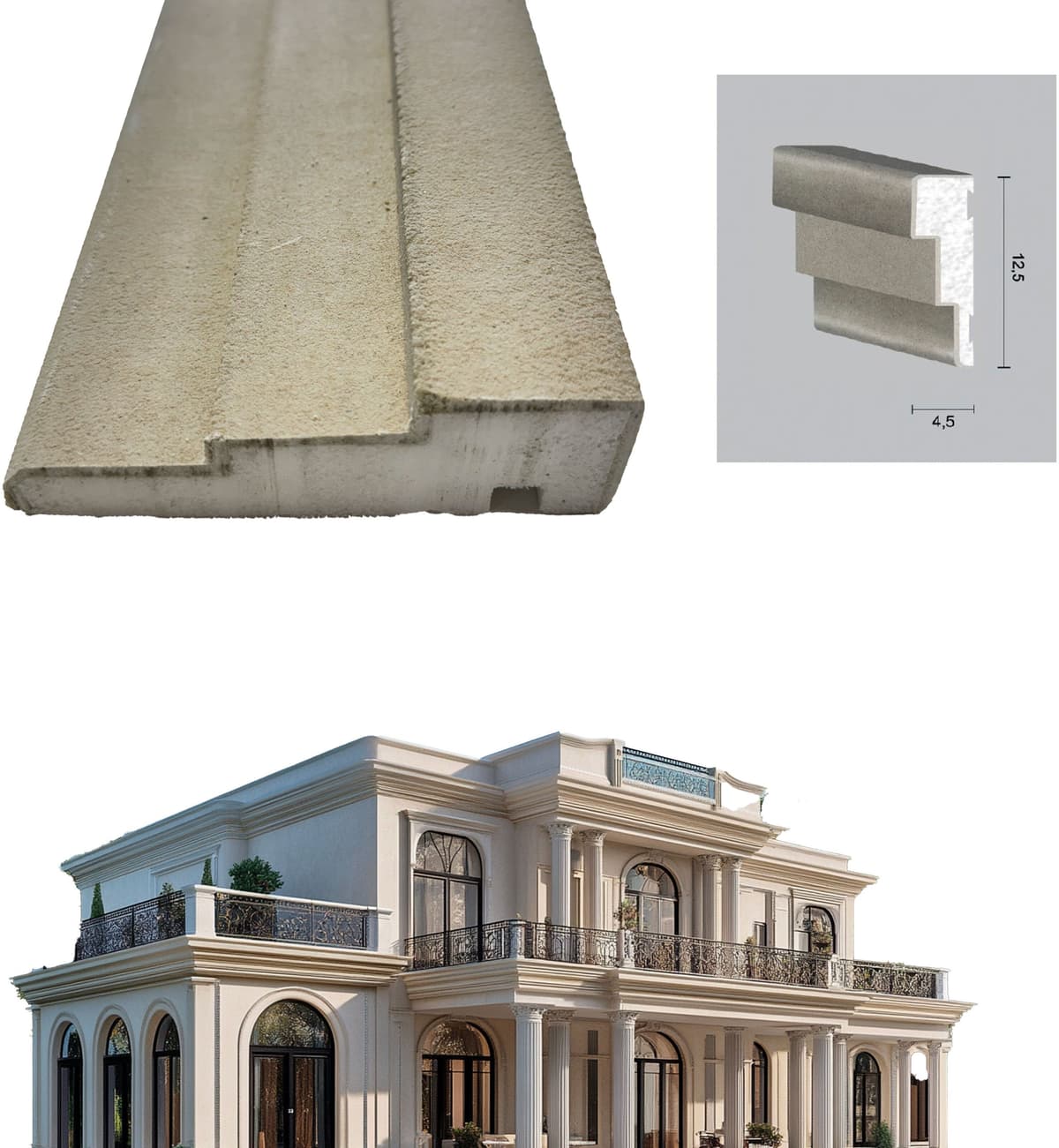 Eternal Parquet €8,99ml *** STOCK *** Pacco da 20ml di cornice decorativa in XPS Resinata per esterno 12,5X4,5X200cm PD120