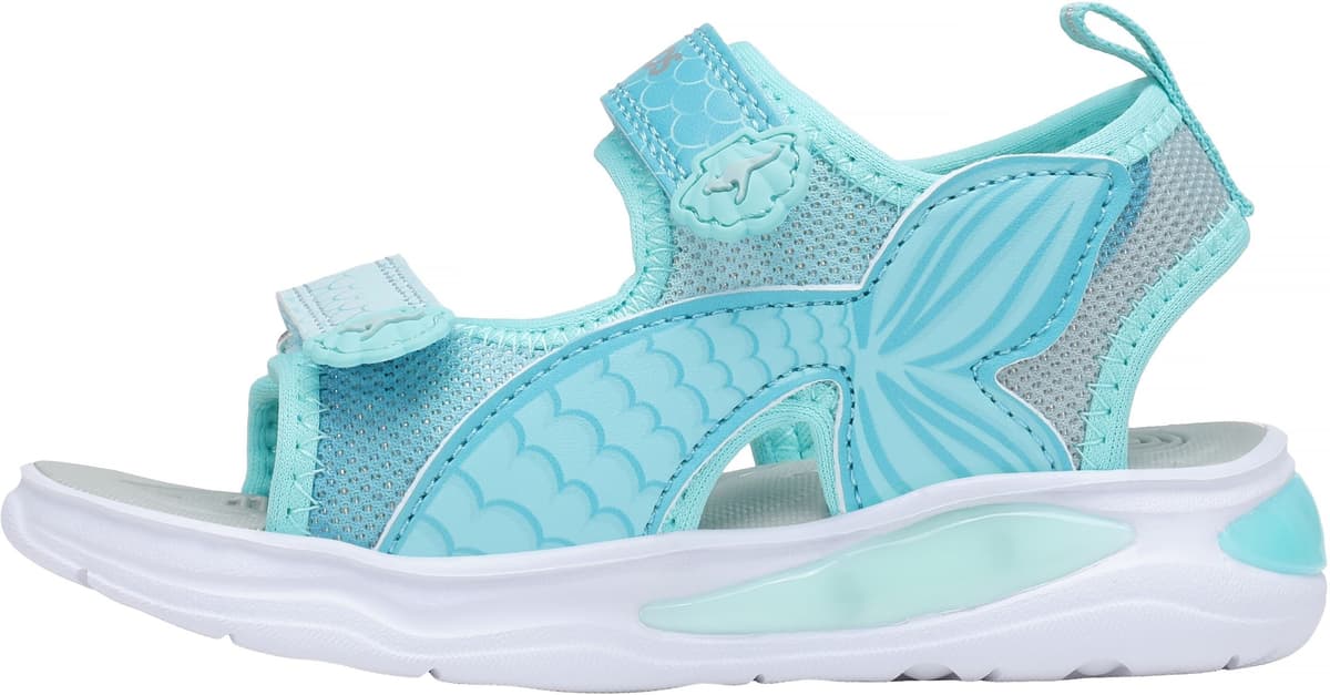 Sandale KANGAROOS "K-SLS ARIEL", Mädchen, Gr. 26, blau (ocean, mint), Mesh, Synthetik, Schuhe Sandale, mit Blinkfunktion, sportlicher Stil, mit Gummilaufsohle ocean, mint 26