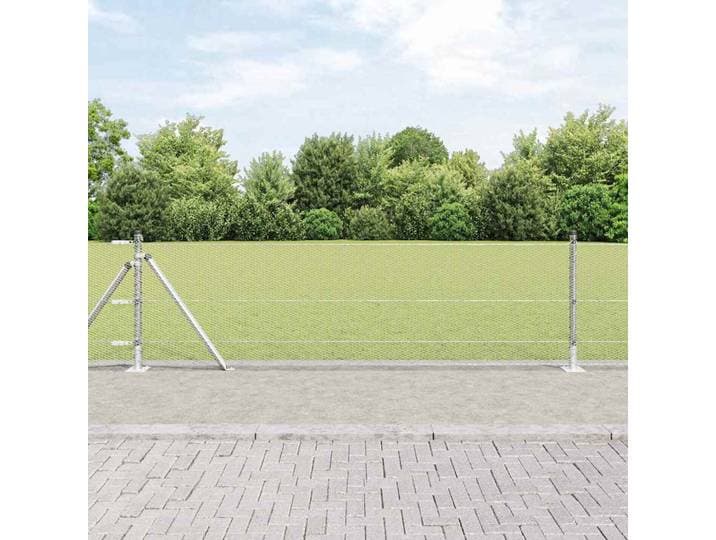 vidaXL Sechseckzaun mit Betonsockel 10 x 0,4 m Verzinkter Stahl Silber