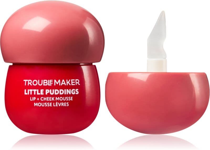 Trouble Maker Little Pudding Lip + Cheek Mousse πολυλειτουργικά καλλυντικά για χείλη και μάγουλα απόχρωση Coral Pink 5 γρ