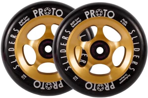 Proto Spoked Sliders Stunt Scooter Wheels 2-Pack (110mm - Black On Gold)  - Black;Gold