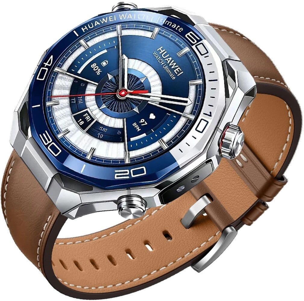 INF Faux-Leder-Uhrenarmband kompatibel mit Huawei Ultimate 2 – 22mm Ersatzband mit Dornschließe, mehrere Farben Braun