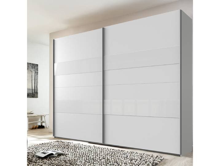 Kledingkast Mierlo - Hout - Wit - 225x208x65 cm (BxHxD) - Schuifdeuren - Hang-legkast - Met 4 Legplanken en 2 Roedes