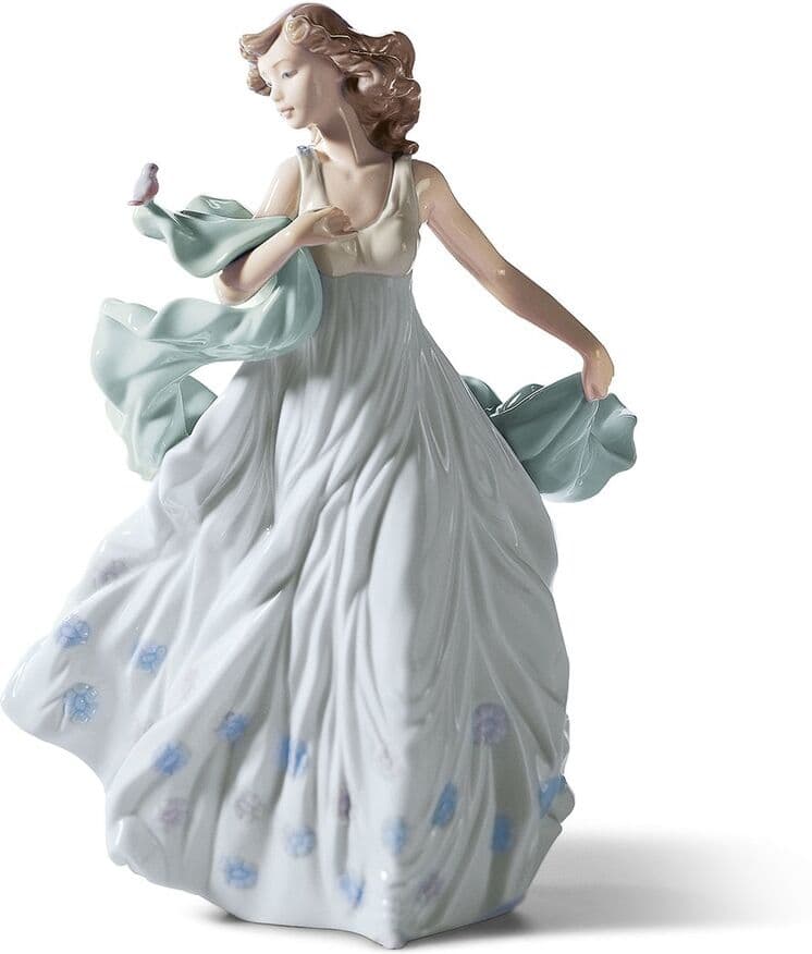 Lladró Figura Dama del ruiseñor . Blanco
