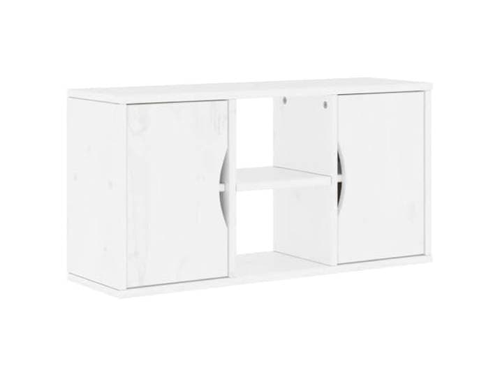 KUPTYERFG TV-Schrank ODDA Weiß 79x24x40 cm Lowboard Kiefer Massivholz Kompaktes Phonomöbel mit Fach und Türen für Wohnzimmer sowie Schlafzimmer. Bietet praktischen Platz für Mediengeräte.