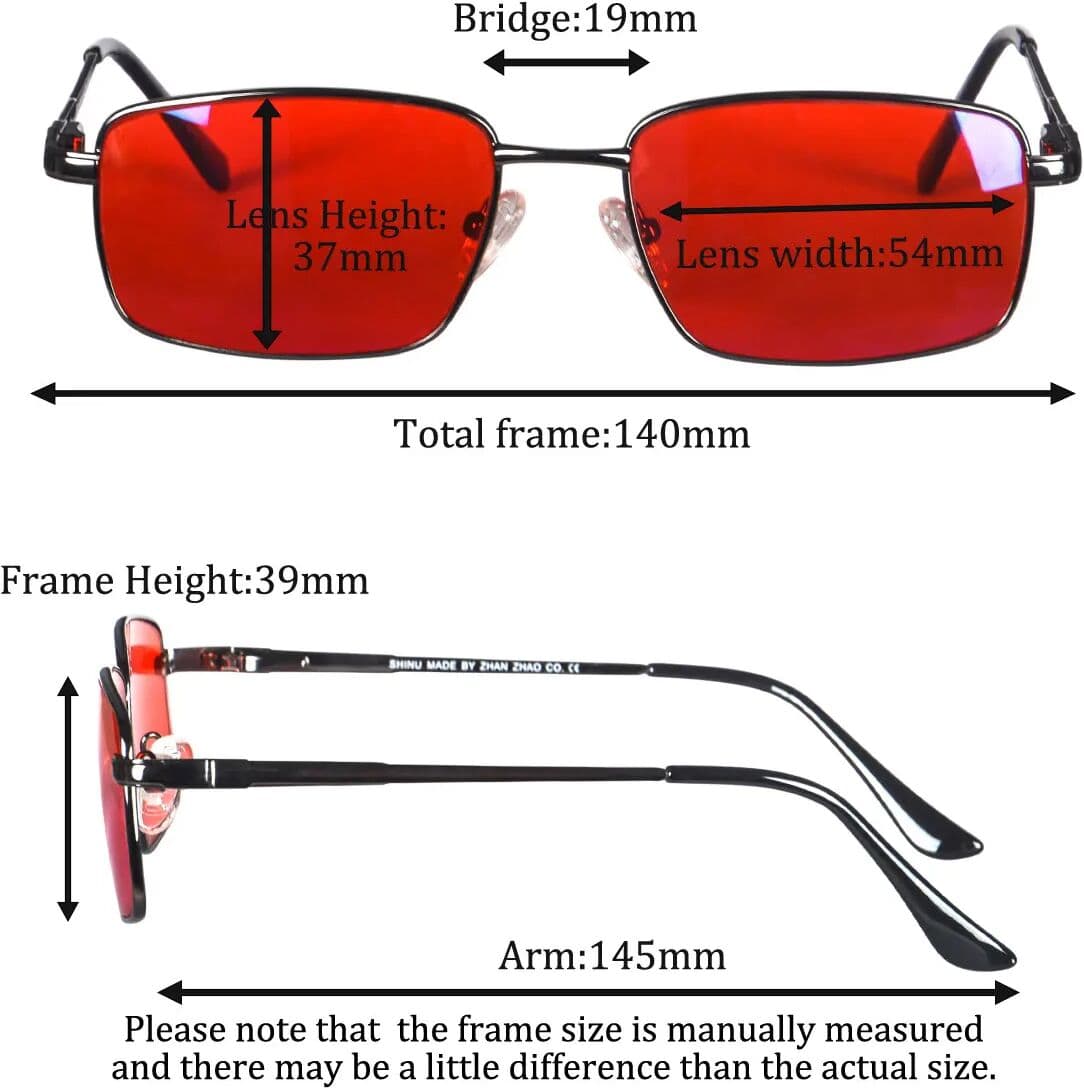 SHINU Sleep Glasses Red Better Sleep Glasses Red Lenses Blue Light Blocking Metal Eyeglasses Frame Wear Before Bedtime Only
