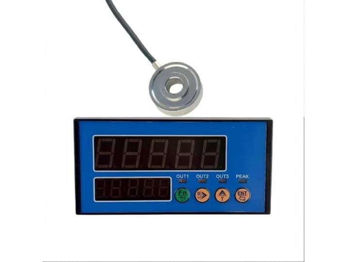 Edelstahl-Ringwägezelle und 5-stelliges Dual-Display-Anzeige-Kit 50 kg-500 kg Kraftsensor-Set-Controller mit 3 Relaisausgängen für Trichter(50KG,Analogy model85-265V)