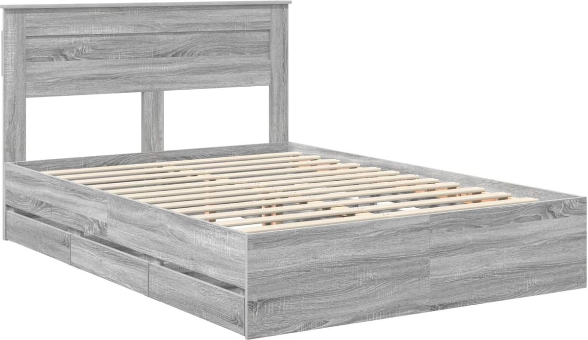 vidaXL Cadre de lit Gris Sonoma 150 x 200 cm Bois Ingénierie