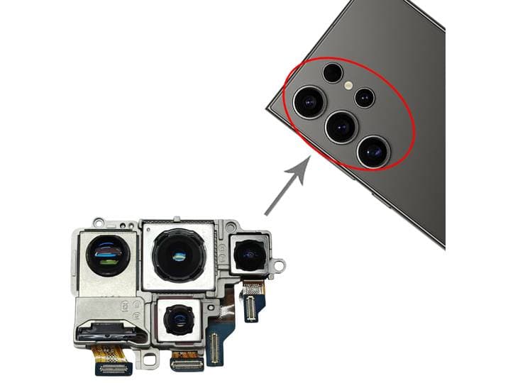 Ensemble d'objectifs pour Samsung Galaxy S24 Ultra SM-S928 (Téléobjectif + Periscopique + Grand angle + Objectif principal)