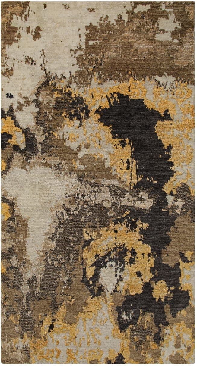 Esprit Tapis design pure laine et viscose tons de bruns à relief 50x80 Marron 80x50x80cm