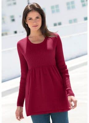 Plus Size Women's Ribbed Baby Doll Tunic Sweater by Jessica London in Rich Burgundy (Size 2X)