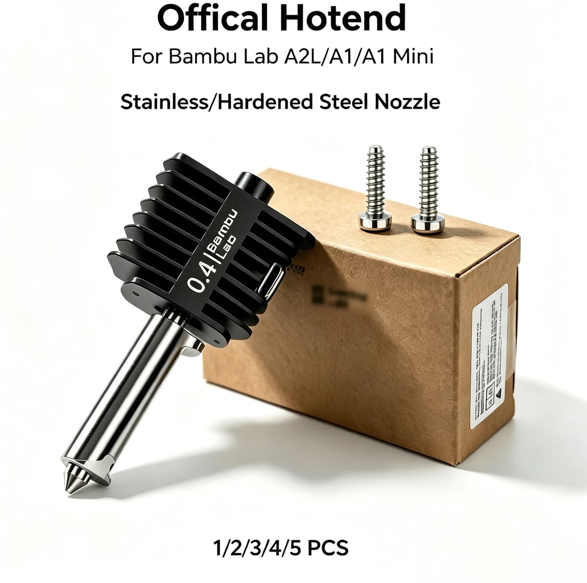 BEGRINT For Bambu Lab A2L/A1/A1 Mini Offcial Hotend Kit Stainless Hardened Steel Nozzle 1/2/3/4/5 PCS For Bambulab A1 Original 3D Parts