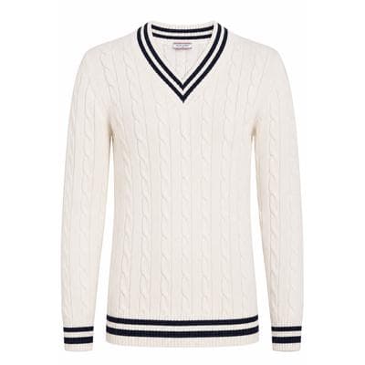 V-Ausschnitt-Pullover FELIX HARDY "V-Ausschnitt-Pullover mit Zopfmuster", Herren, Gr. XXL, ecru, 100% Baumwolle, V-Ausschnitt, Pullover