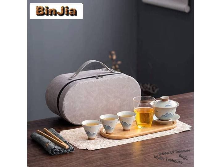 Ensemble de bols de couverture de paysage peints à la main, service à thé portable, ensemble de bol et de tasse, artisanat de café, plante agaçante, ménage, cérémonie du thé des Prairies