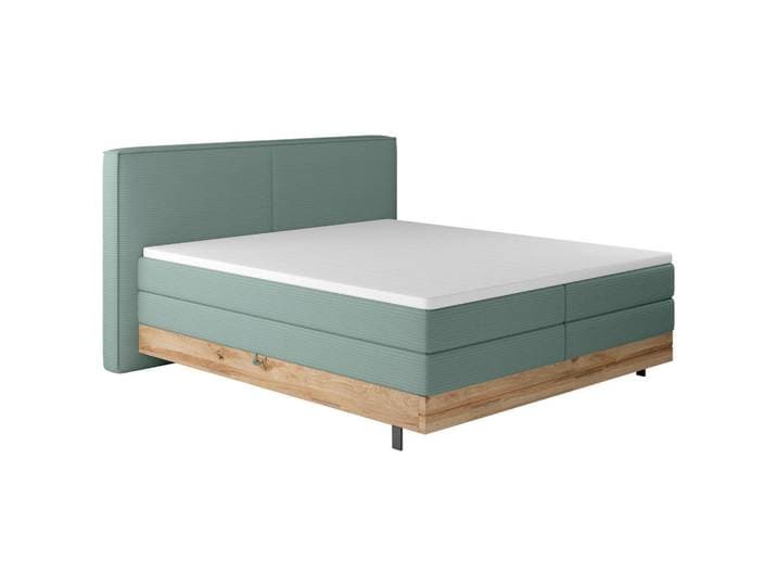 Valnatura Boxspringbett, Petrol, Metall, Eiche, massiv, H2 + H3, 7-Zonen, 140x200 cm, Fsc, Made in EU, Bettkasten, gepolstertes Kopfteil, Federkernmatratze, Stoffauswahl, Topper durchgehend, In verschiedenen Grössen erhältlich, Härtegradauswahl, Matratze geteilt, Schlafzimmer, Bett, Boxspringbetten