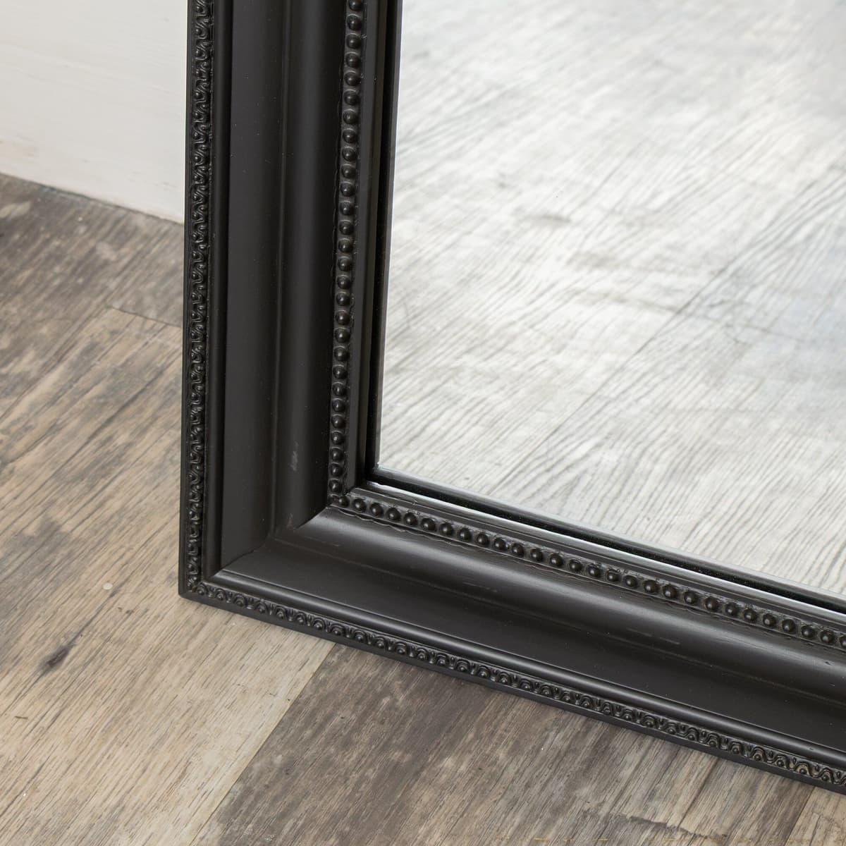 Full Length Black Leaner & Wall Mirror - 47cm x 142cm Glass, Metal, Wood
