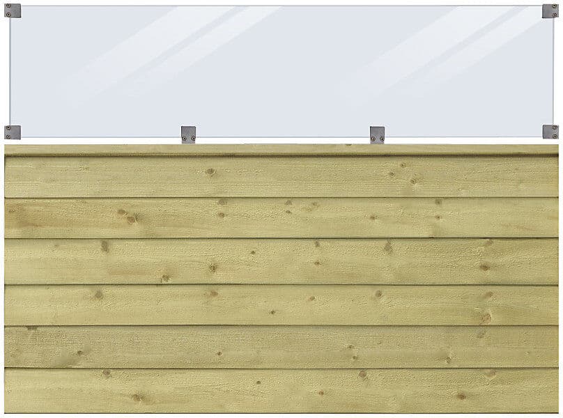 kaiserkraft PLUS Klink Profilzaun mit Glas, Holz, BxH 1740 x 1250 mm, natur