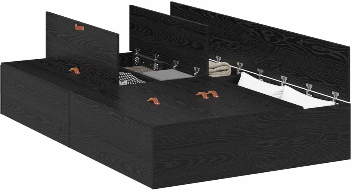 vidaXL Cadre de lit avec rangement avec porte Chêne noir 120 x 190 cm