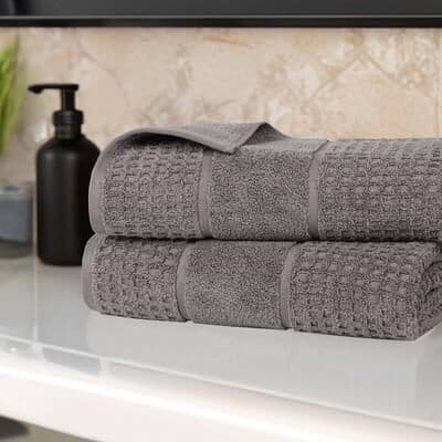 Superior Napa Zero Twist Cotton Soft Waffle Bath Sheet Set of 2