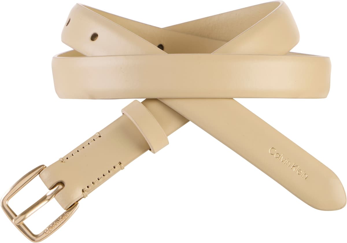Ledergürtel CALVIN KLEIN "ESSENTIAL BUCKLE 20MM", Damen, Gr. 90, neutral beige archroma 546 280, Büffelleder, unifarben, Gürtel Ledergürtel, Regular fit und grössenverstellbar neutral beige archroma 546 280 90