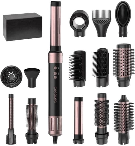 Rizador de Pelo Bamba CeramicCare "14-EN-1" Air Glam (Negro) - CECOTEC