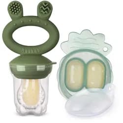 Freeze-N-Feed Fruchtsauger und Eiswürfelform Mini Set - Olivgrün