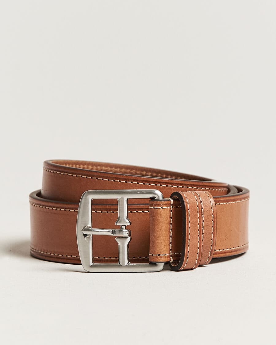 Anderson's Bridle Stiched 3,5 cm Leather Belt Tan men 100 Brun