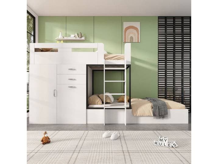 Lit superposé O.Ye avec bureau coulissant et armoire lit bébé multifonctionnel lit superposé pour enfants hors mul LITS SUPERPOSES