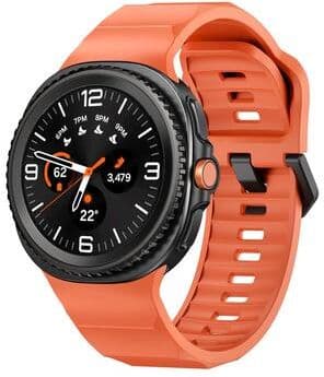 Everyday Crate Samsung Galaxy Watch 8 Classic Silicone Watch Band Wave Sport Replacement Strap With Black Buckle orange