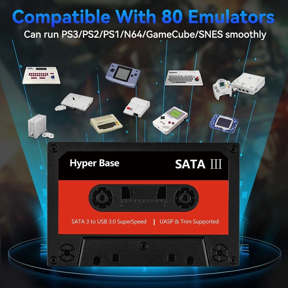 JMachen Batocera 500G/2T Retro Game Hard Drive With 52000 Games External Handheld Emulator Gaming HDD For N64/PS3/PS2/PS1/WII For Win PC